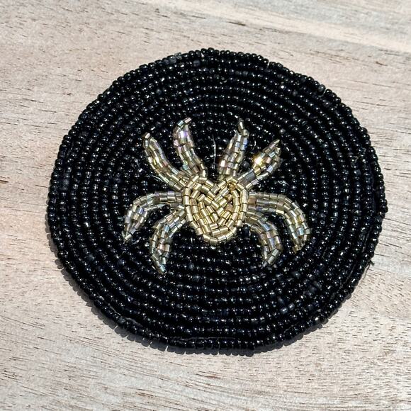 Halloween Spell Hand Crafted Beaded Coasters Skeleton Spider Moth Evil Eye New - Picture 7 of 10